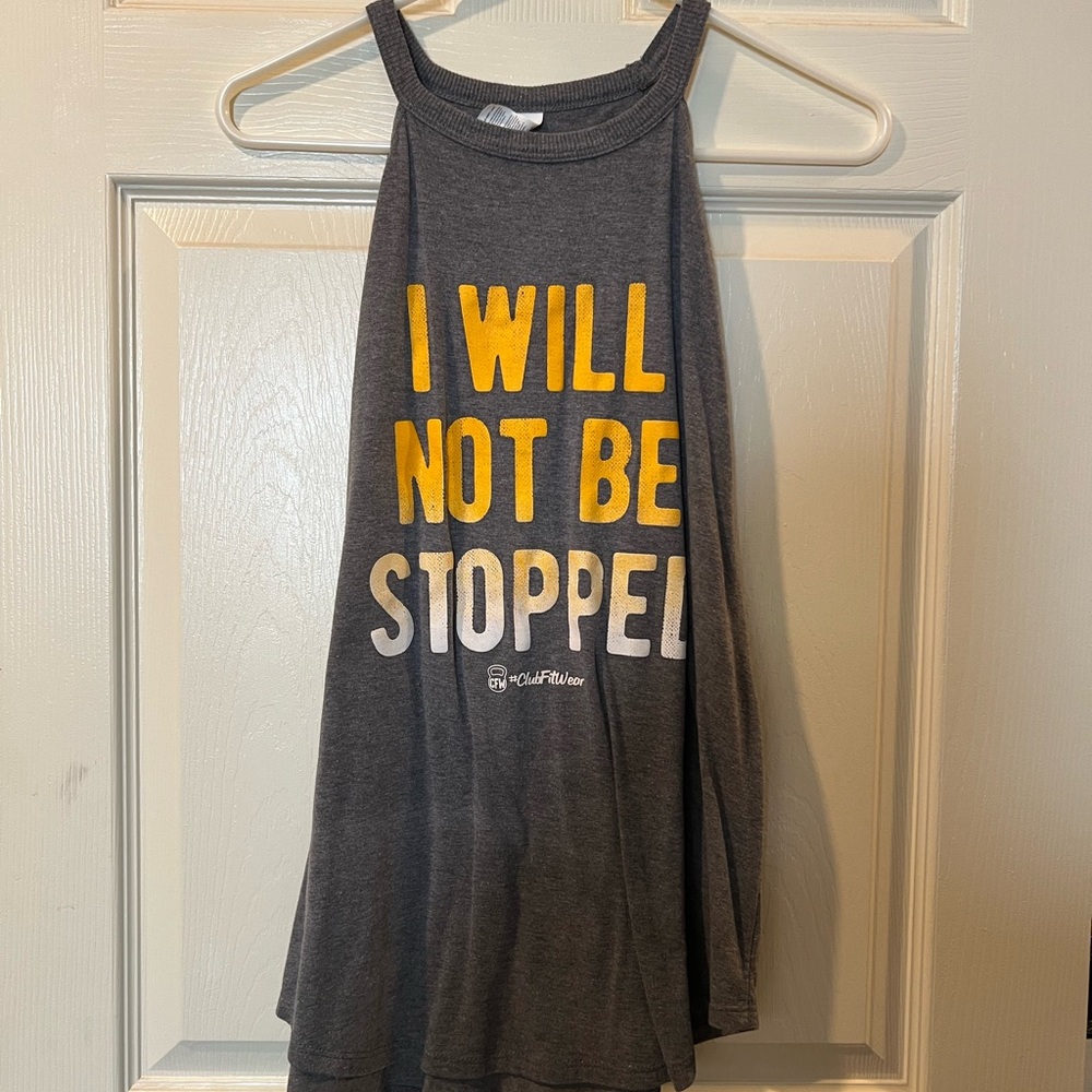 Gray Halter Top with Motivational Text